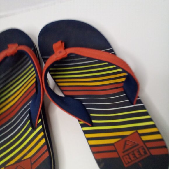 Reef Flip Flops Boys 3 Kids Rainbow Colorful Pre-Owned - Picture 8 of 12